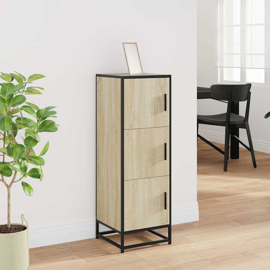 Hoge kast 35,5x35x106,5 cm bewerkt hout en metaal sonoma eiken