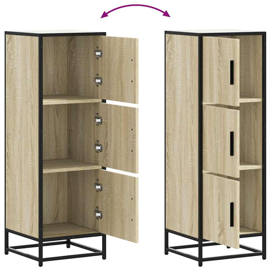 Hoge kast 35,5x35x106,5 cm bewerkt hout en metaal sonoma eiken