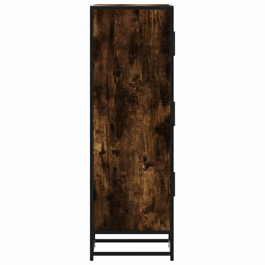 Hoge kast 35,5x35x106,5 cm bewerkt hout en metaal gerookt eiken