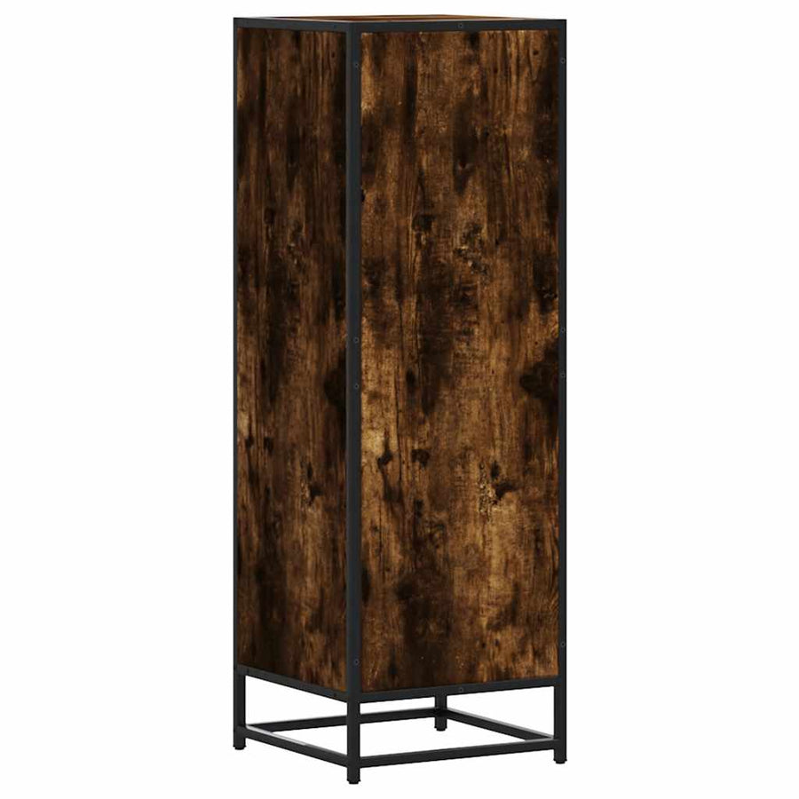 Hoge kast 35,5x35x106,5 cm bewerkt hout en metaal gerookt eiken