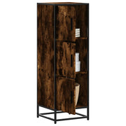 Hoge kast bewerkt hout metaal gerookt eiken 35,5x35x106,5 cm