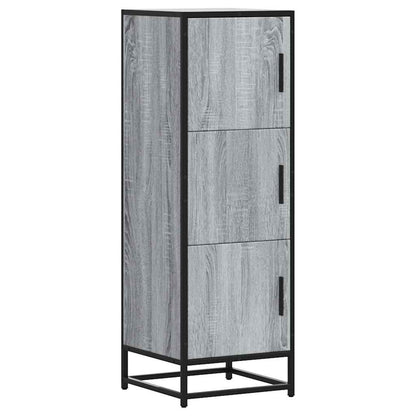 Hoge kast 35,5x35x106,5 cm bewerkt hout en metaal grijs sonoma