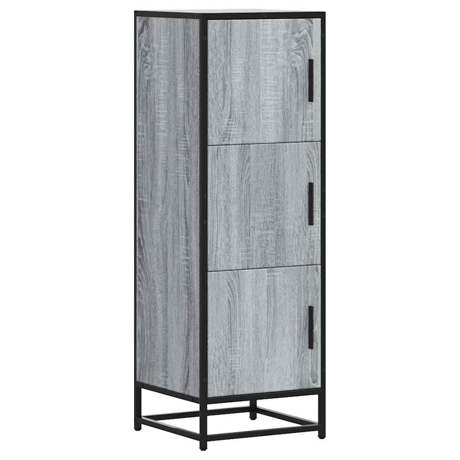 Hoge kast 35,5x35x106,5 cm bewerkt hout en metaal grijs sonoma