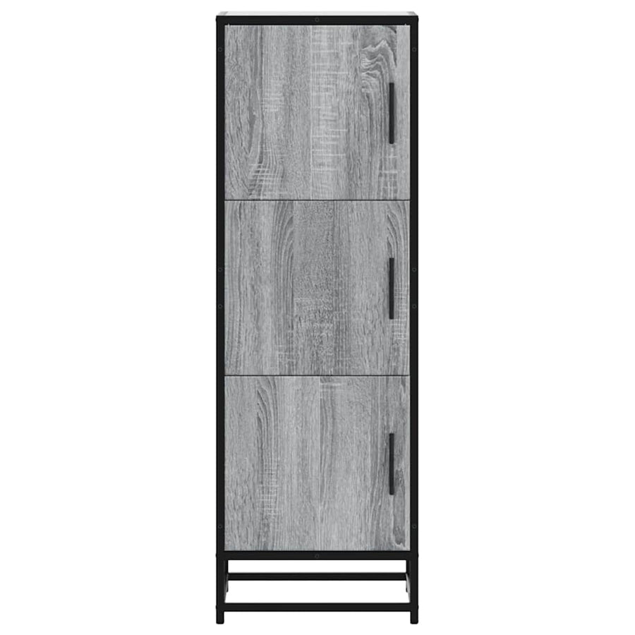 Hoge kast 35,5x35x106,5 cm bewerkt hout en metaal grijs sonoma