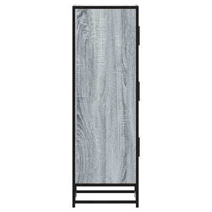 Hoge kast 35,5x35x106,5 cm bewerkt hout en metaal grijs sonoma