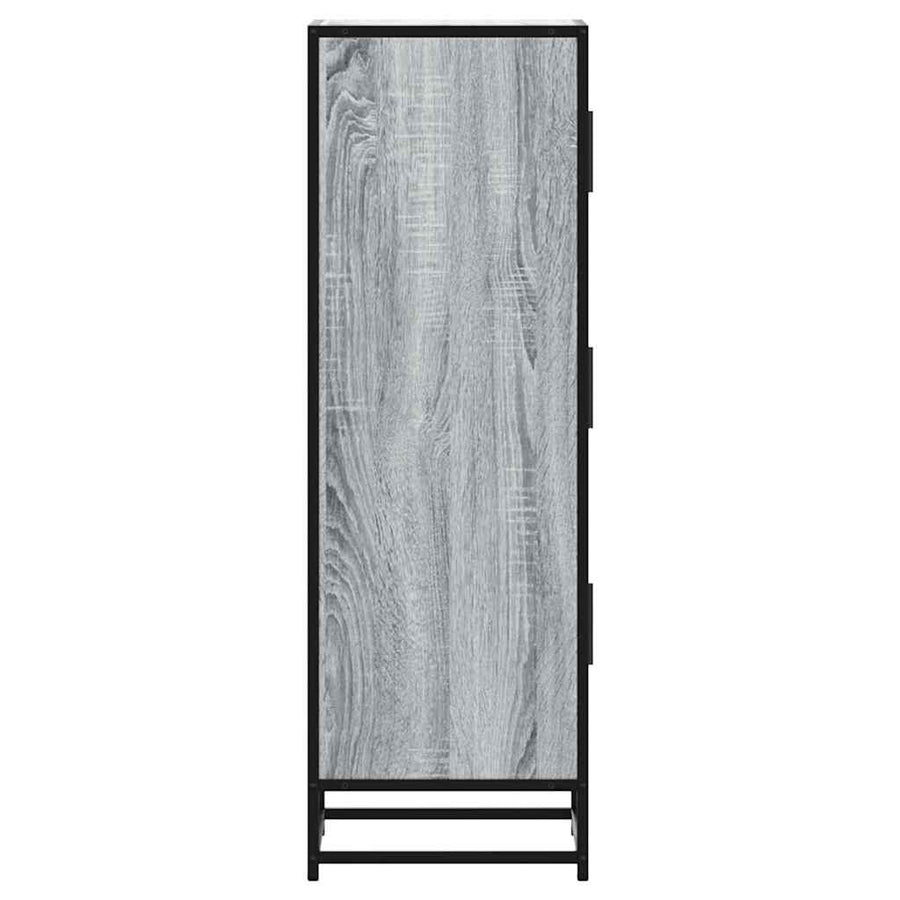 Hoge kast 35,5x35x106,5 cm bewerkt hout en metaal grijs sonoma