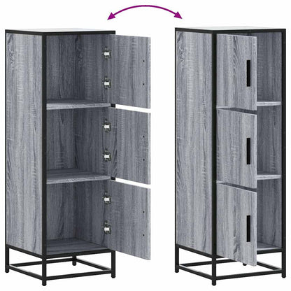 Hoge kast 35,5x35x106,5 cm bewerkt hout en metaal grijs sonoma