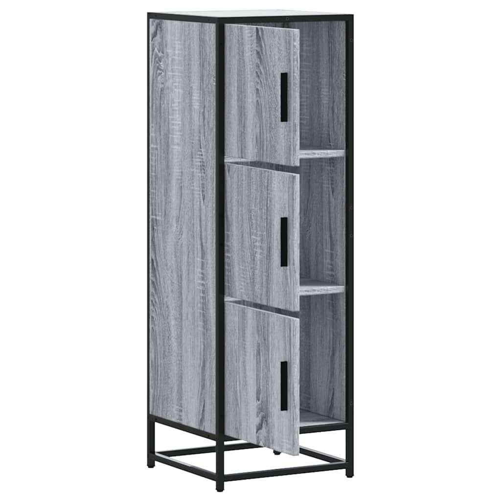 Hoge kast 35,5x35x106,5 cm bewerkt hout en metaal grijs sonoma