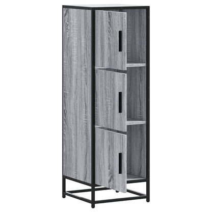 Hoge kast 35,5x35x106,5 cm bewerkt hout en metaal grijs sonoma