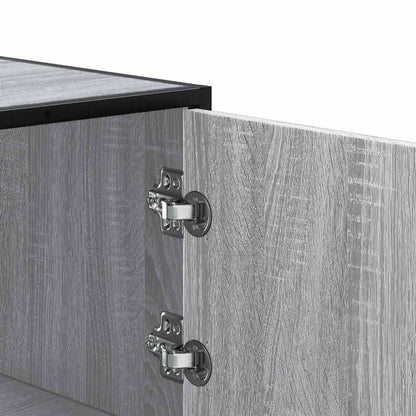 Hoge kast 35,5x35x106,5 cm bewerkt hout en metaal grijs sonoma