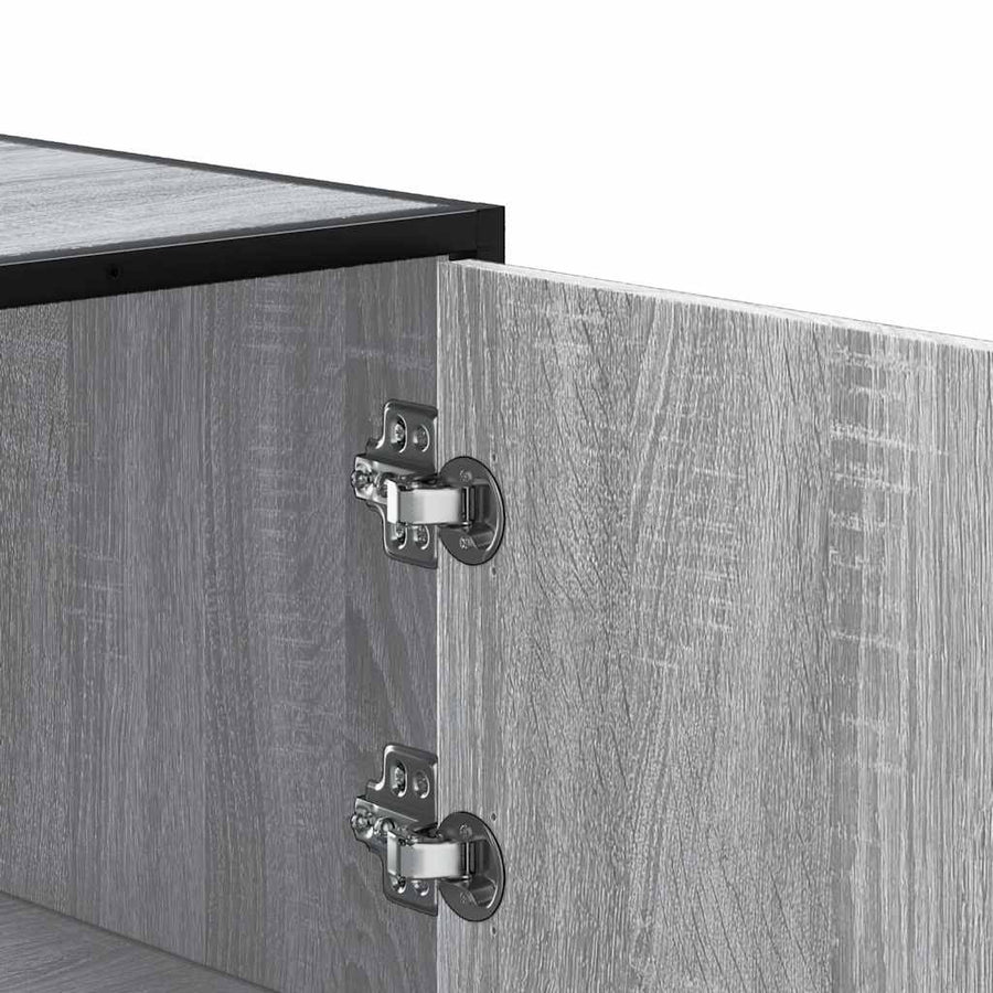 Hoge kast 35,5x35x106,5 cm bewerkt hout en metaal grijs sonoma