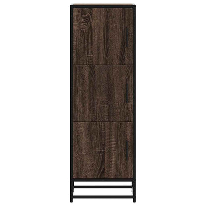 Hoge kast 35,5x35x106,5 cm bewerkt hout en metaal bruin eiken