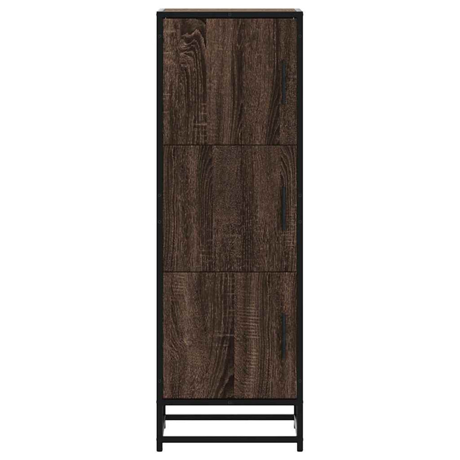 Hoge kast 35,5x35x106,5 cm bewerkt hout en metaal bruin eiken