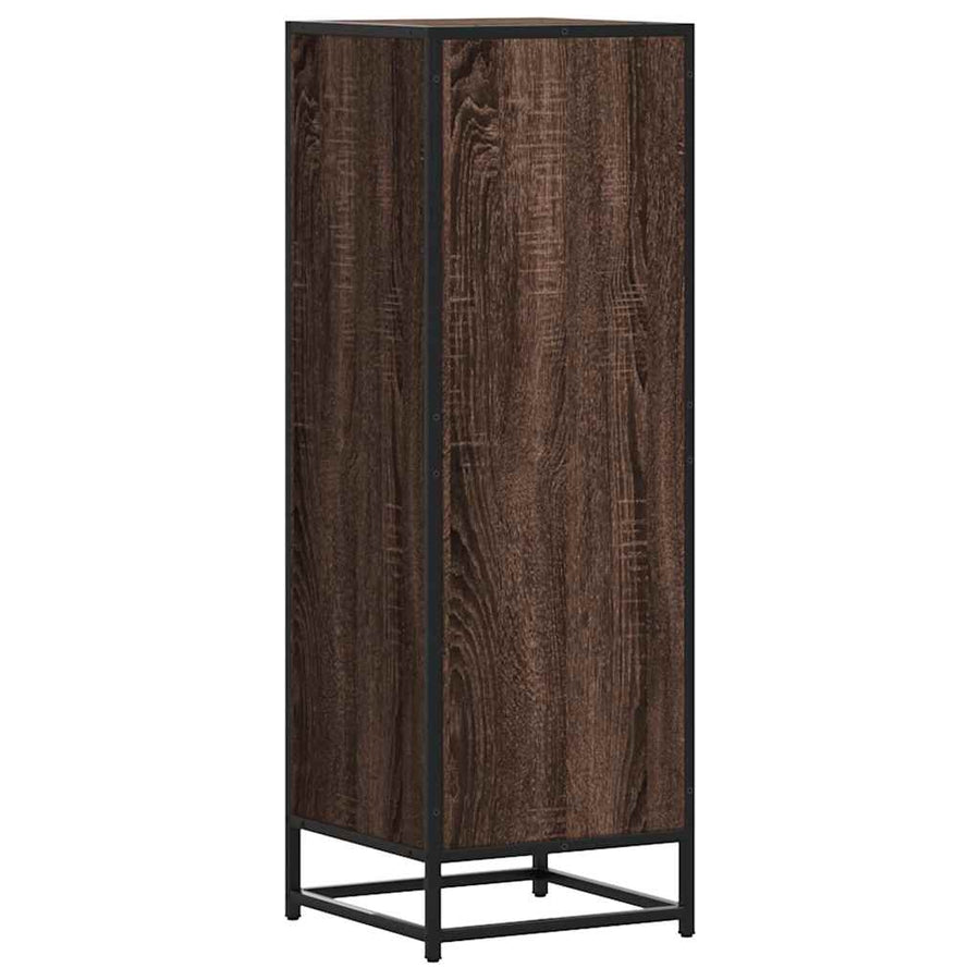 Hoge kast 35,5x35x106,5 cm bewerkt hout en metaal bruin eiken