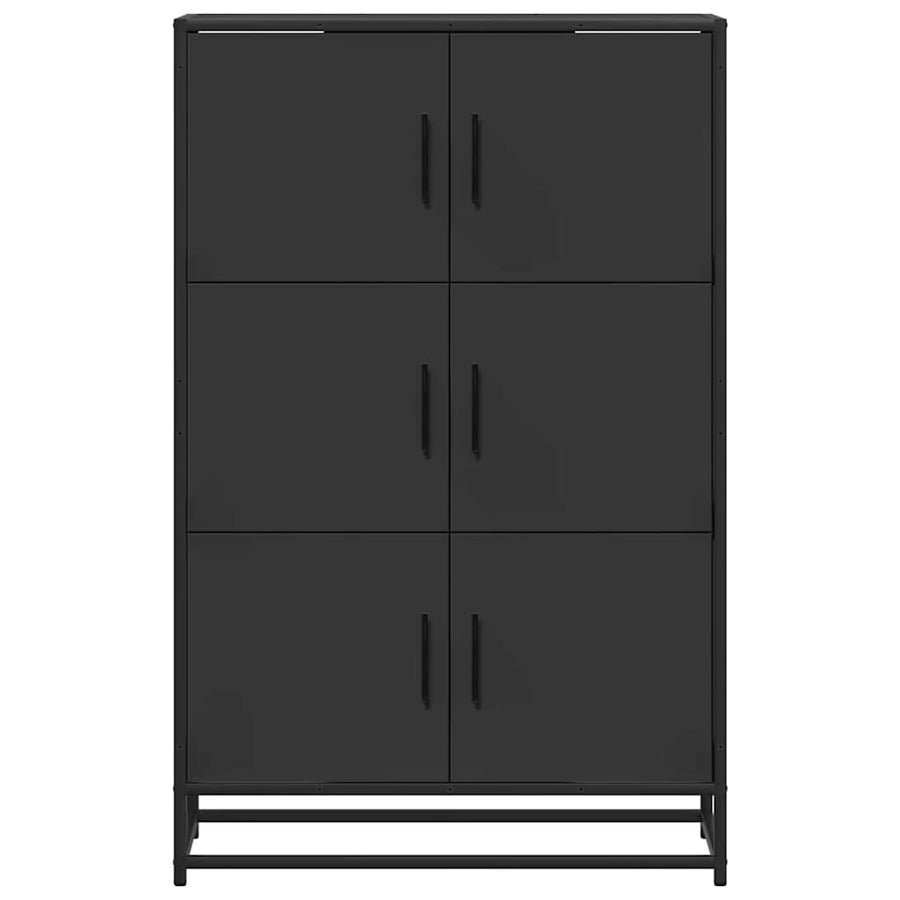 Hoge kast 68x35x106,5 cm bewerkt hout en metaal zwart