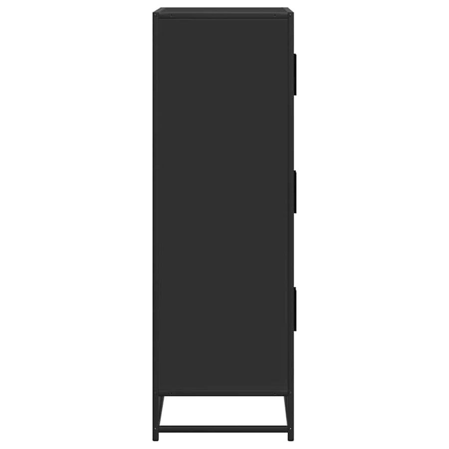 Hoge kast 68x35x106,5 cm bewerkt hout en metaal zwart