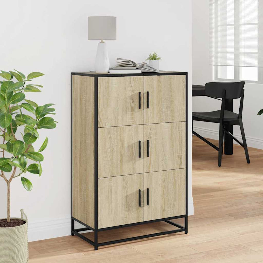 Hoge kast 68x35x106,5 cm bewerkt hout en metaal sonoma eiken