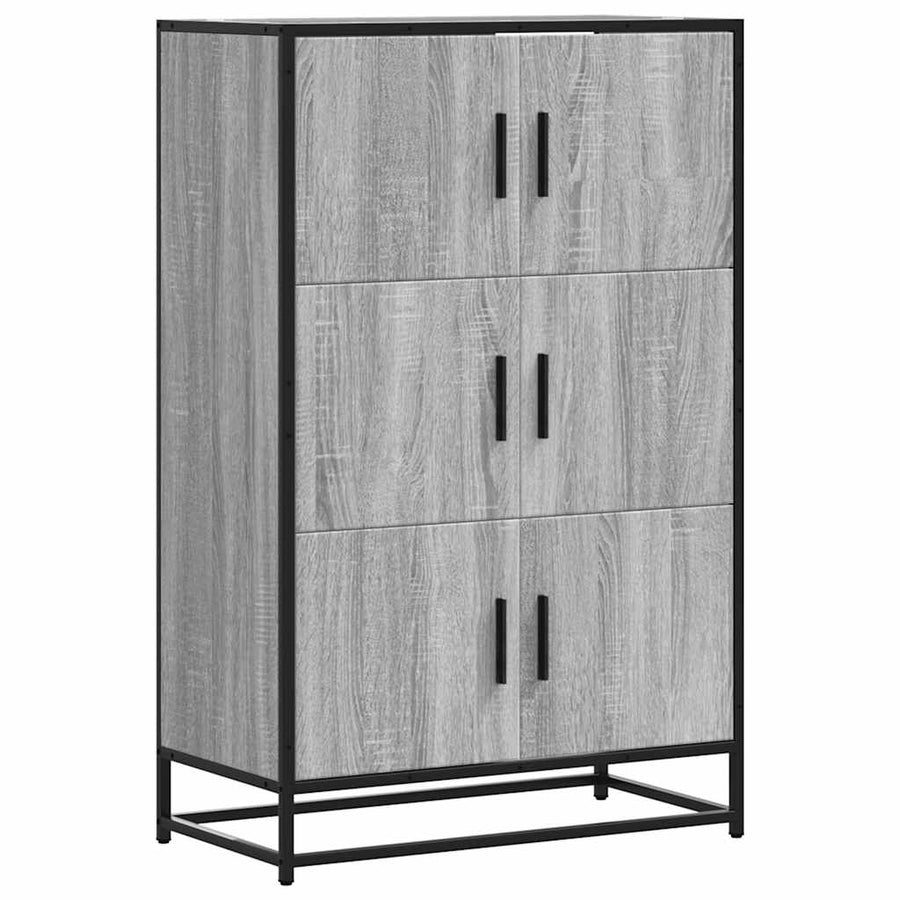 Hoge kast 68x35x106,5 cm bewerkt hout en metaal grijs sonoma