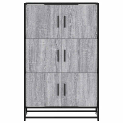 Hoge kast 68x35x106,5 cm bewerkt hout en metaal grijs sonoma