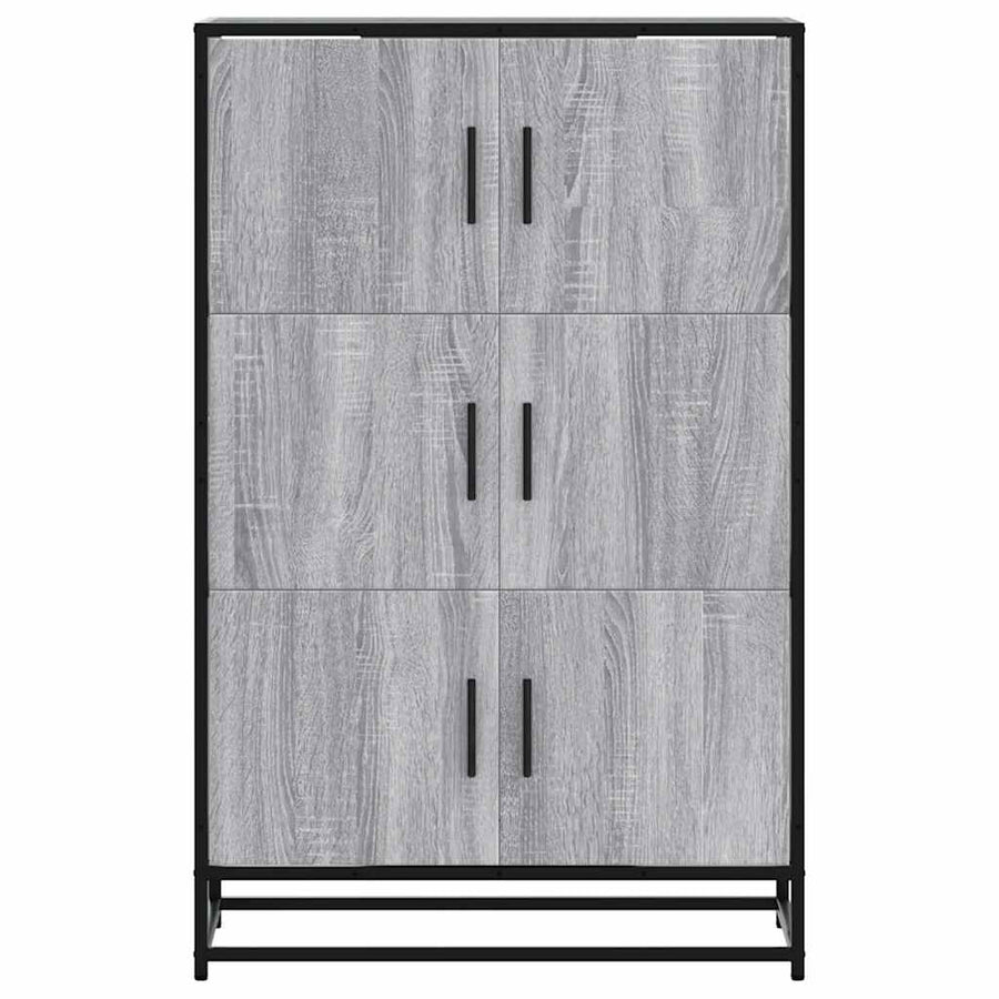 Hoge kast 68x35x106,5 cm bewerkt hout en metaal grijs sonoma