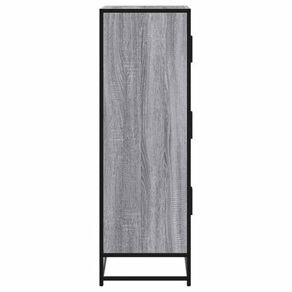 Hoge kast 68x35x106,5 cm bewerkt hout en metaal grijs sonoma