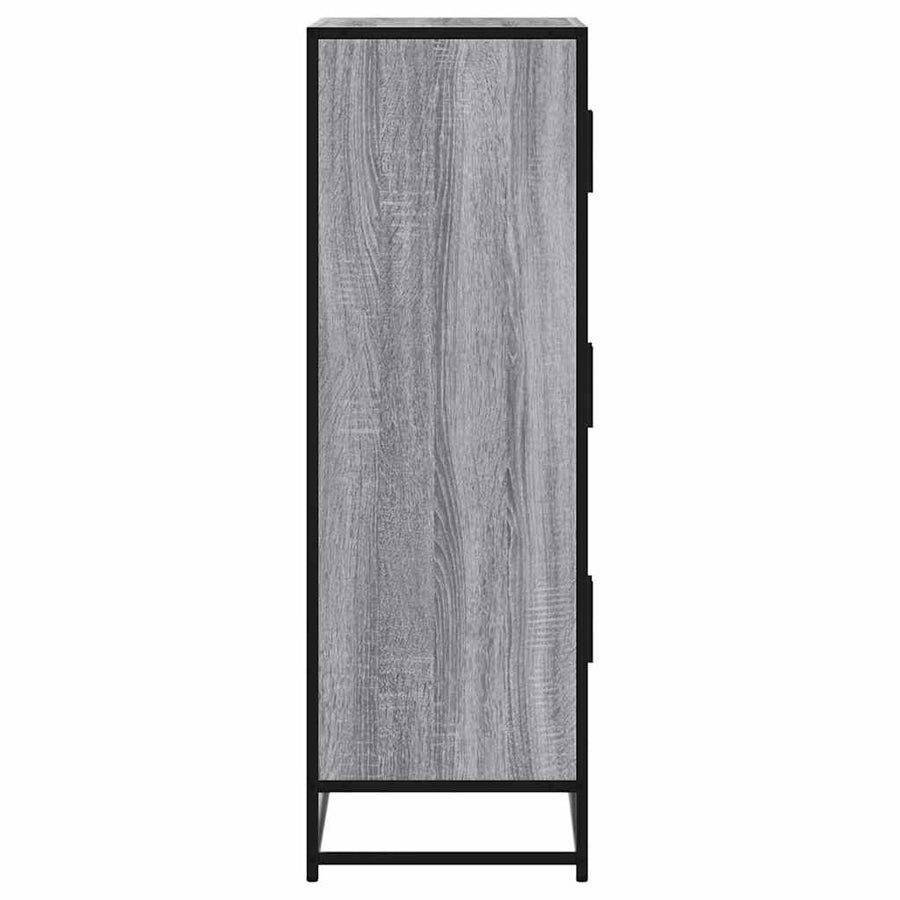 Hoge kast 68x35x106,5 cm bewerkt hout en metaal grijs sonoma