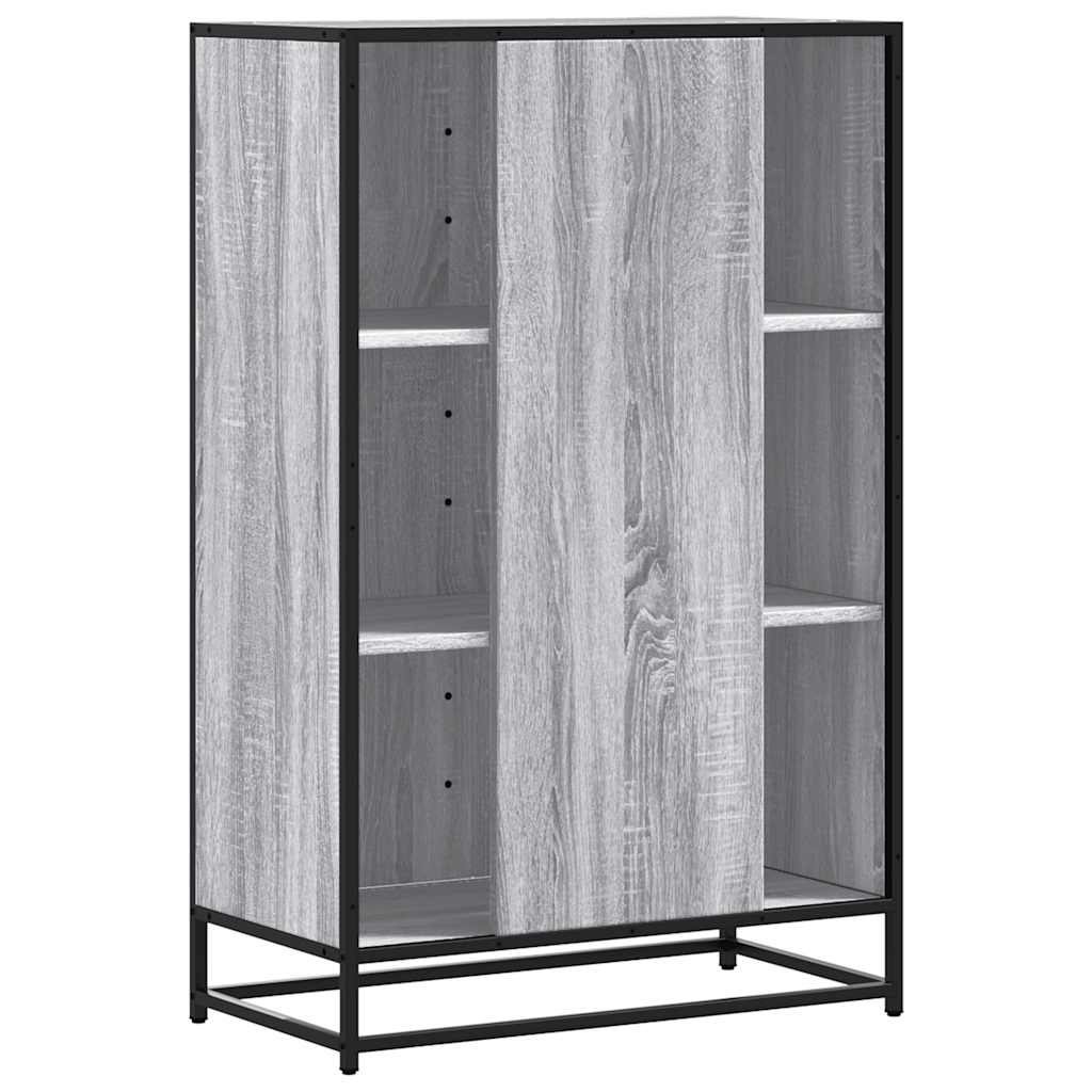 Hoge kast 68x35x106,5 cm bewerkt hout en metaal grijs sonoma