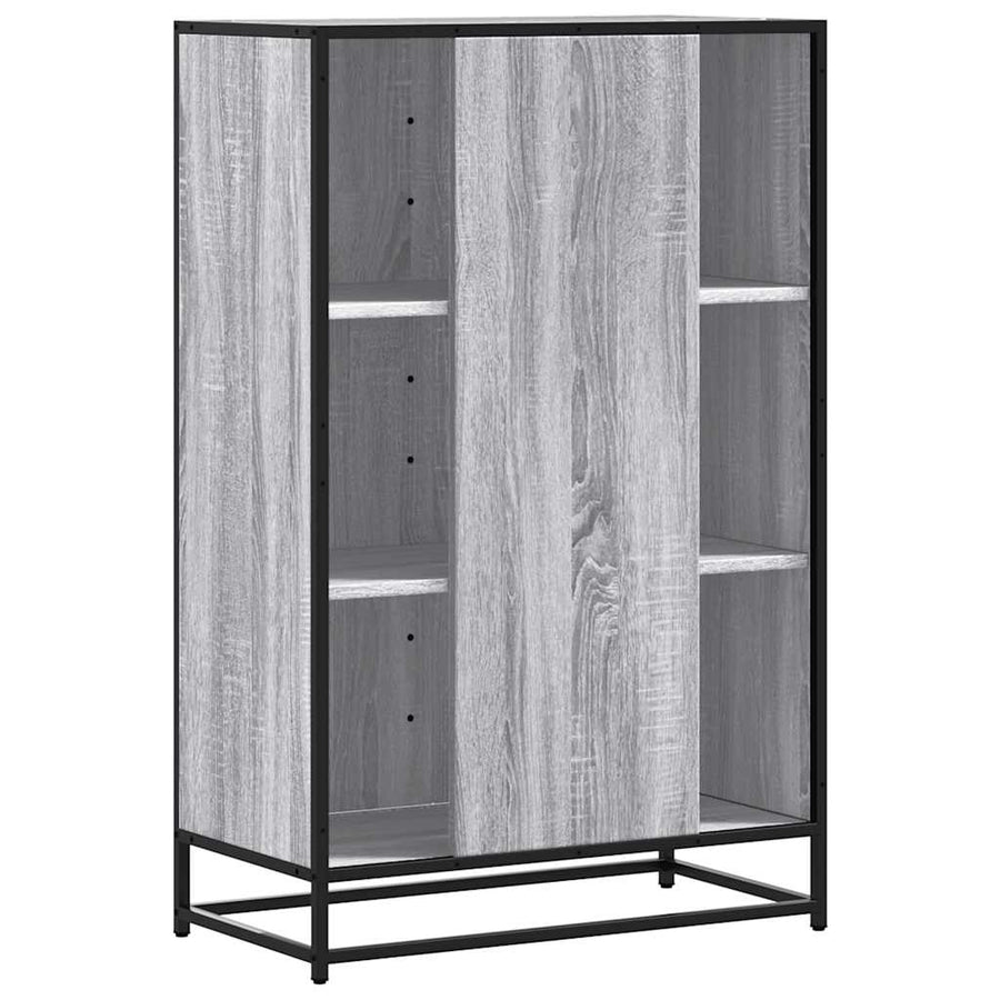Hoge kast 68x35x106,5 cm bewerkt hout en metaal grijs sonoma