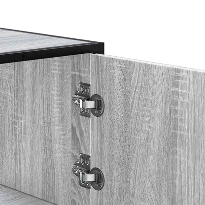 Hoge kast 68x35x106,5 cm bewerkt hout en metaal grijs sonoma