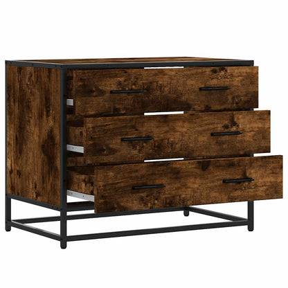 Ladekast 70x41x56 cm bewerkt hout gerookt eikenkleurig