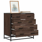 Chest of drawers 70x41x70 cm carved wood brown oak colour
