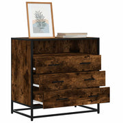Ladekast 70x41x70 cm bewerkt hout gerookt eiken