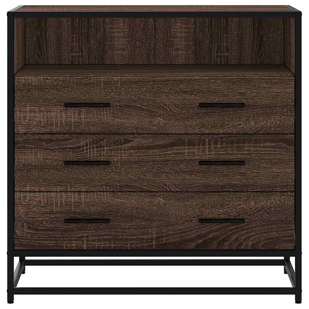 Ladekast 70x41x70 cm bewerkt hout bruin eikenkleur