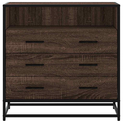 Ladekast 70x41x70 cm bewerkt hout bruin eikenkleur