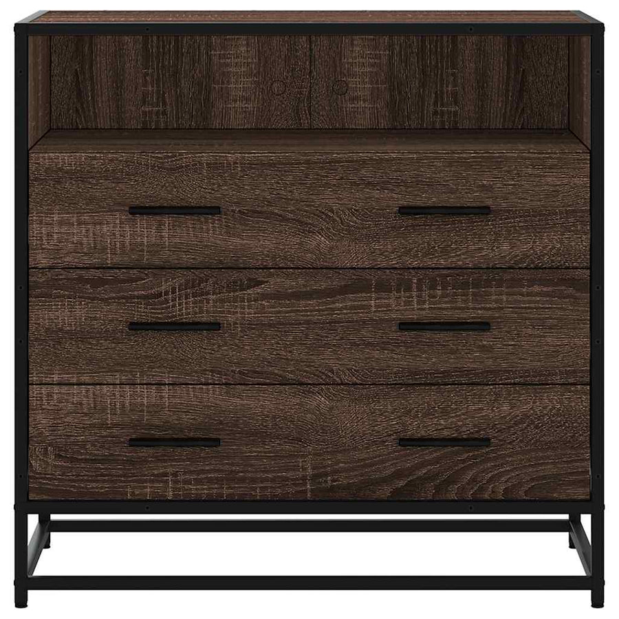 Ladekast 70x41x70 cm bewerkt hout bruin eikenkleur
