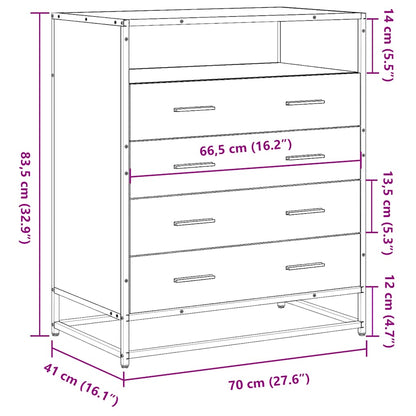 Ladekast 70x41x70 cm bewerkt hout sonoma eikenkleurig