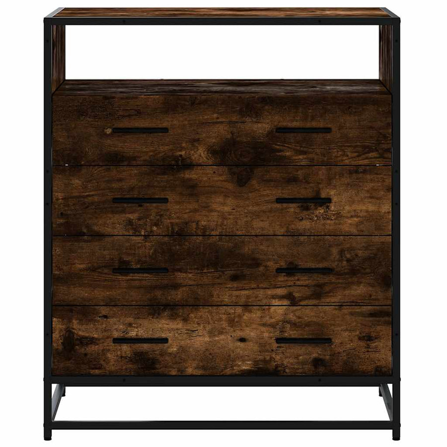 Ladekast 70x41x83,5 cm bewerkt hout gerookt eikenkleurig