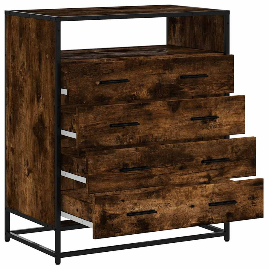 Ladekast 70x41x83,5 cm bewerkt hout gerookt eikenkleurig