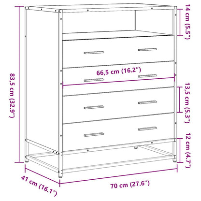 Ladekast 70x41x83,5 cm bewerkt hout gerookt eikenkleurig