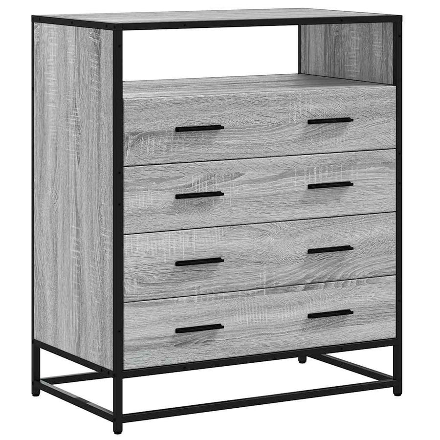 Ladekast 70X41X83,5 Cm Bewerkt Hout Eikenkleurig Grijs sonoma