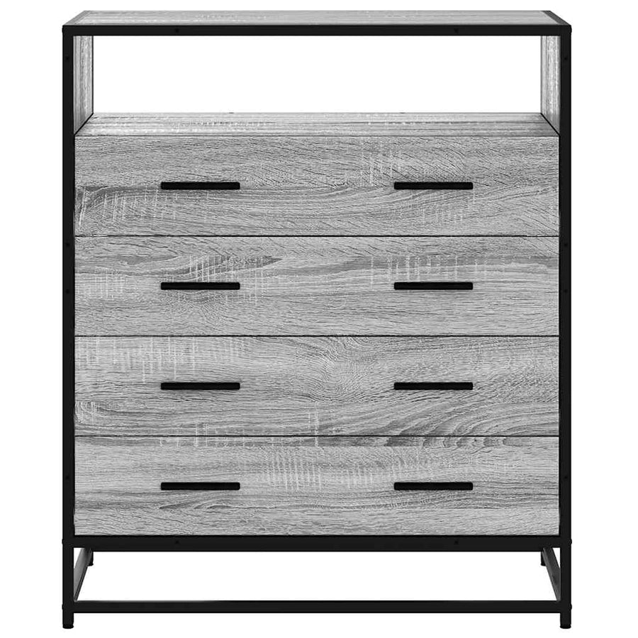Ladekast 70X41X83,5 Cm Bewerkt Hout Eikenkleurig Grijs sonoma