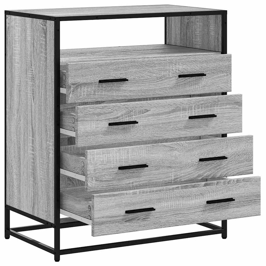 Ladekast 70X41X83,5 Cm Bewerkt Hout Eikenkleurig Grijs sonoma