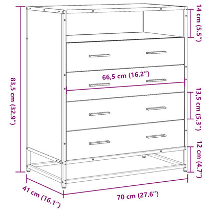 Ladekast 70X41X83,5 Cm Bewerkt Hout Eikenkleurig Grijs sonoma