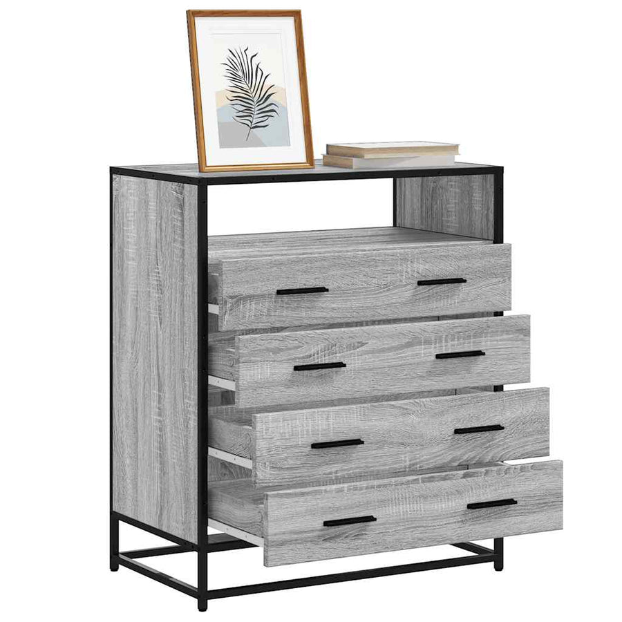 Ladekast 70X41X83,5 Cm Bewerkt Hout Eikenkleurig Grijs sonoma