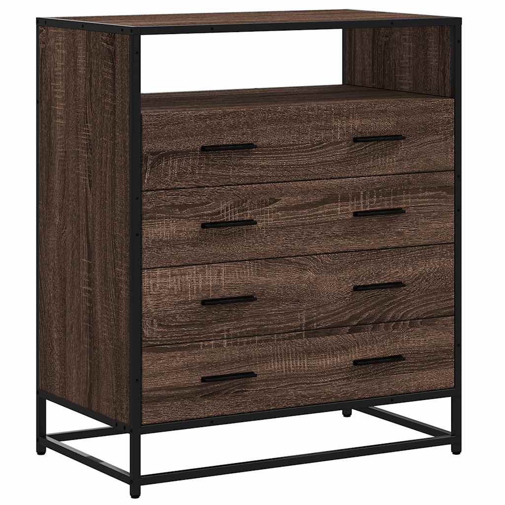 Ladekast 70x41x83,5 cm bewerkt hout bruin eikenkleur