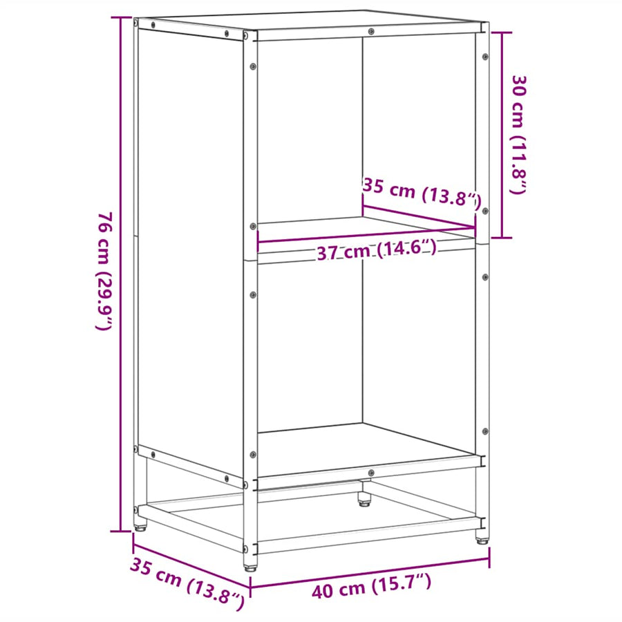 Boekenkast 40x35x76 cm bewerkt hout zwart
