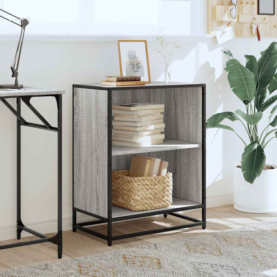 Boekenkast 60x35x76 cm bewerkt hout grijs sonoma eikenkleurig