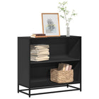 Boekenkast 80,5x35x76 cm bewerkt hout zwart metaal