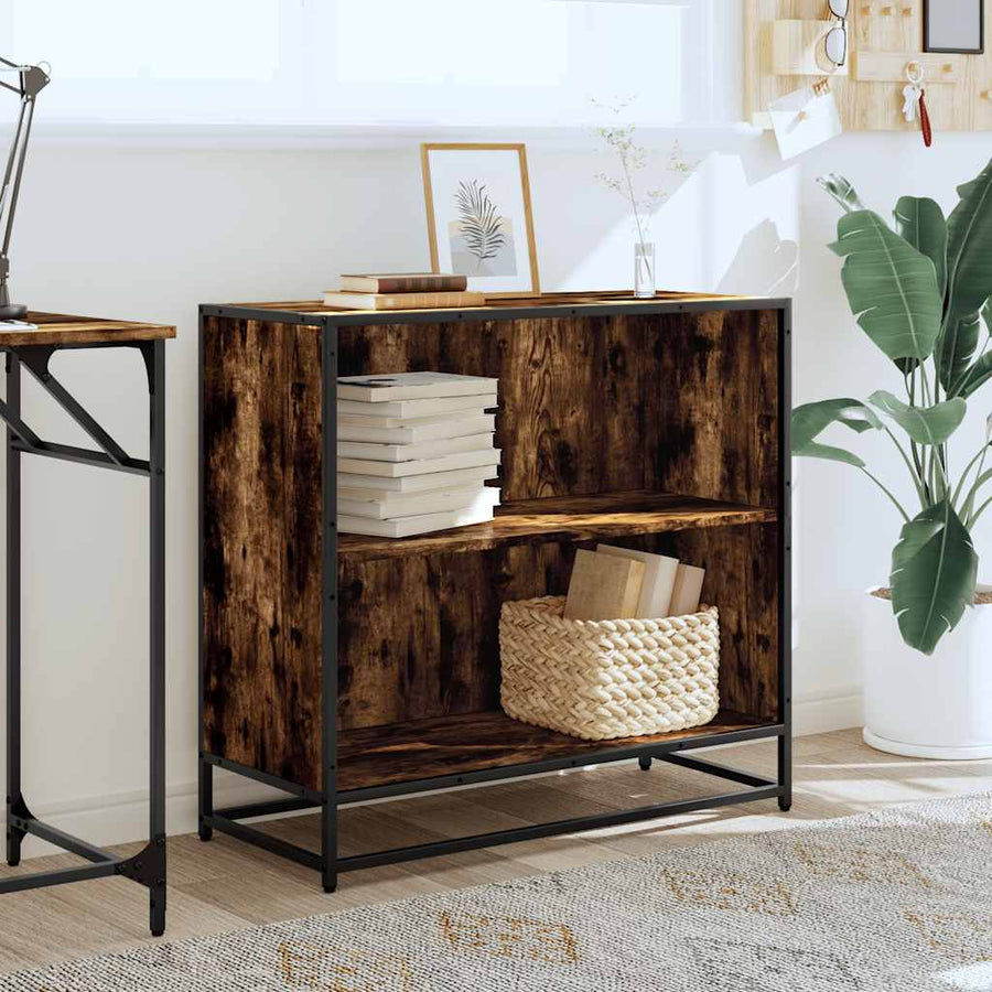 Boekenkast 80,5x35x76 cm bewerkt hout gerookt eikenkleurig