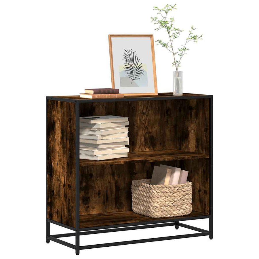 Boekenkast 80,5x35x76 cm bewerkt hout gerookt eikenkleurig